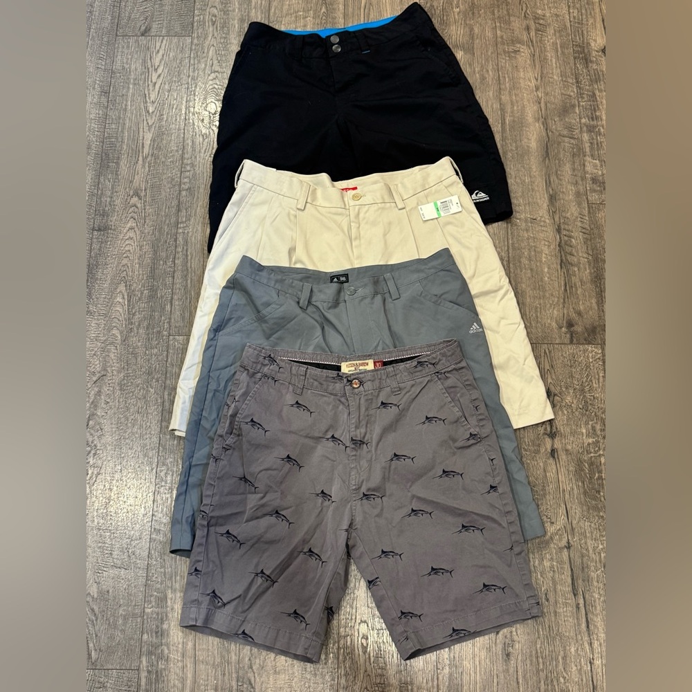 Lot of mens shorts 4. Quicksilver, adidas, IZOD. Hudson & Barrow NYC. New & used - Picture 1 of 11